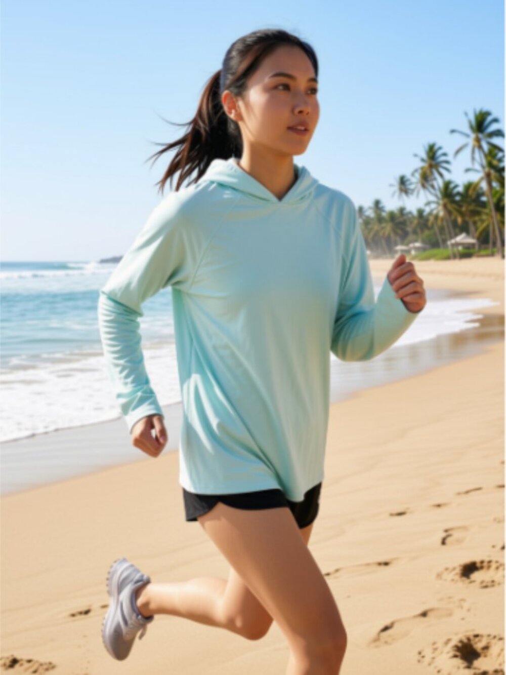 Hurley Women's Mint Green Hooded Rash Guard Long Sleeve Size Medium NWT UPF 50+